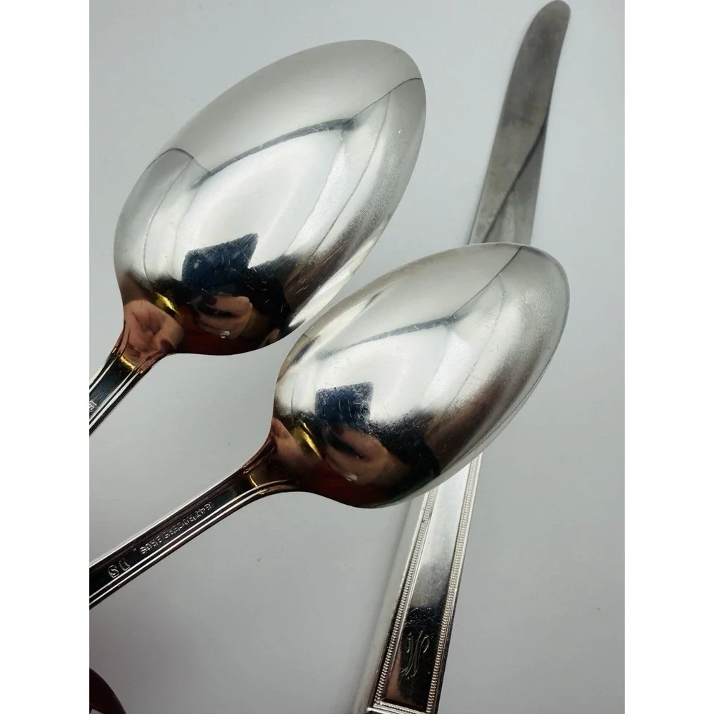 1847 Rogers Bros ANNIVERSARY Silverplate 6 Pc Monogram W 1923 Vintage Art Deco